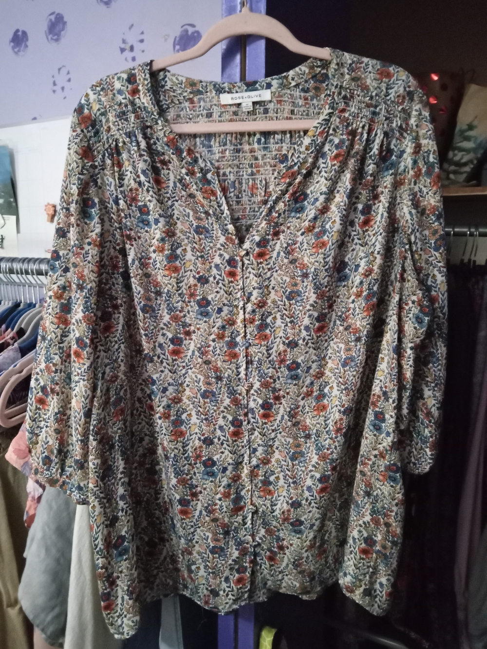 Rose & Olive Floral Button Down Top